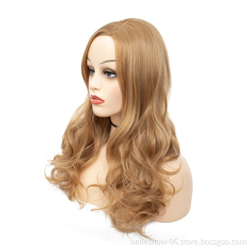 Hot sell wholesale women hair pick dye partial long roll lady head wig synthetic wig for young girl wigs